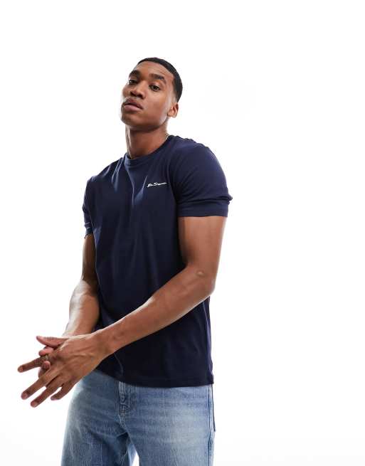 Ben Sherman embroidered tee in dark navy