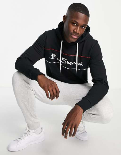 Ben Sherman - Felpa con cappuccio e pannello con logo a due colori