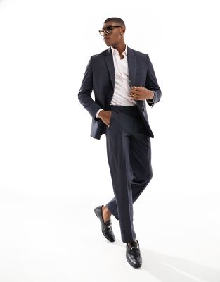 Ben Sherman Ben Sherman flat front slim trouser in mid blue