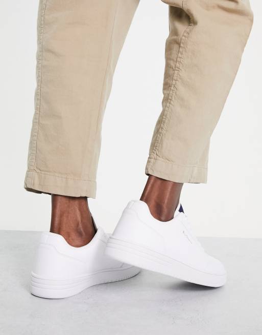 White faux leather flatform hot sale trainers