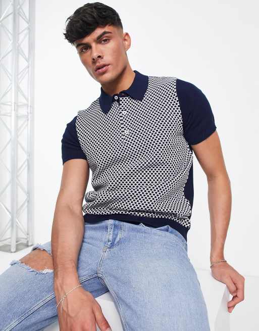 Ben Sherman - Gebreide polo in marineblauw