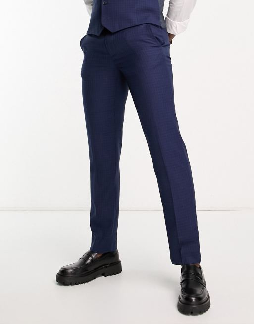 Ben Sherman - Geruite pantalon in marineblauw