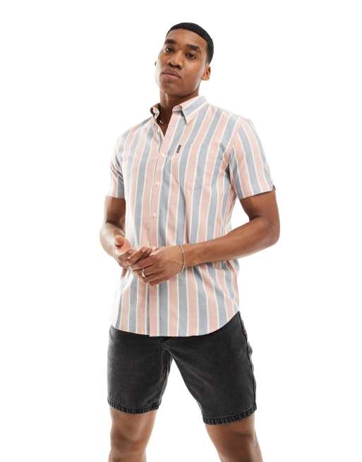 Ben Sherman - Gestreept Oxford overhemd met korte mouwen in lichtroze, 2 van 4
