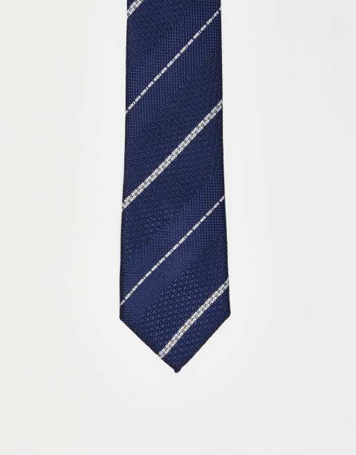Ben Sherman - Gestreepte stropdas in marineblauw