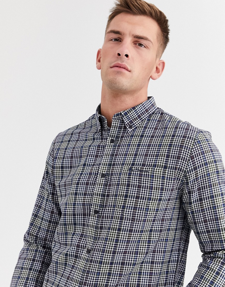 Ben Sherman – Ginghamrutig skjorta med smal passform och borstad effekt-Brun