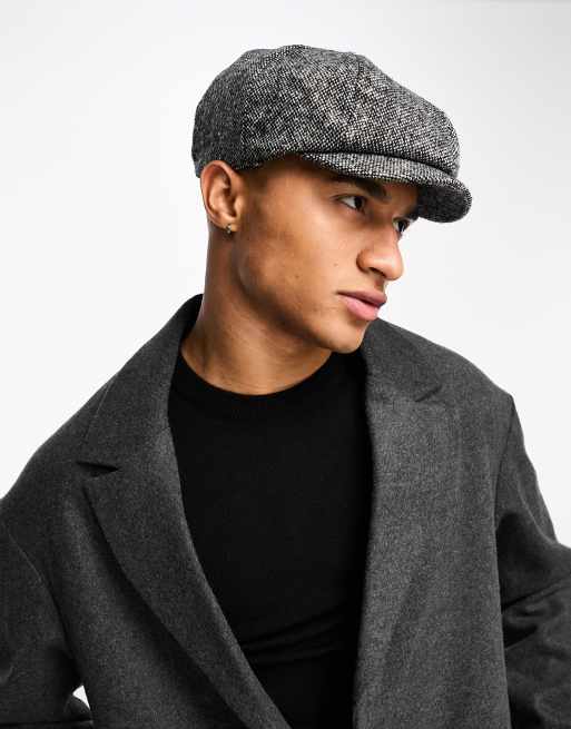 Ben Sherman – Grå fiskbensmönstrad skärmmössa
