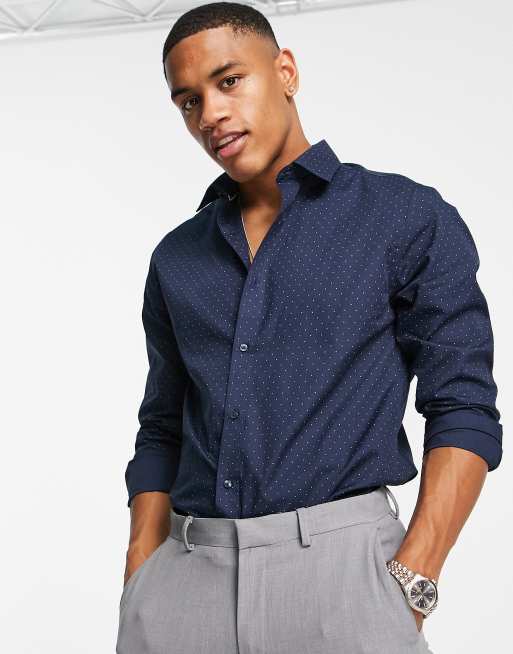 Ben Sherman – Granatowa koszula w groszki
