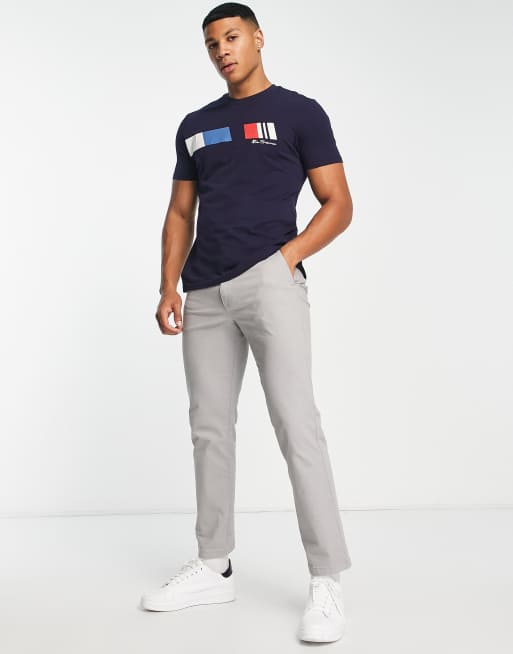 Ben Sherman – Granatowy T-shirt z paskiem w stylu retro, 2 z 4