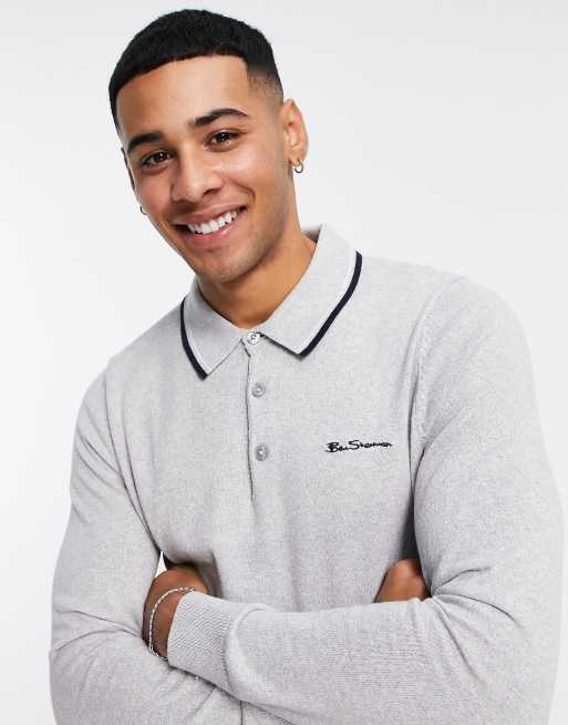 Ben sherman long 2024 sleeve knitted polo