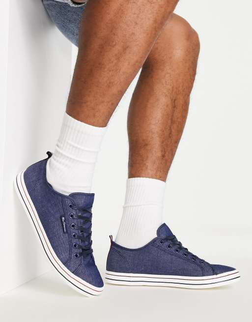 Ben Sherman - Gympen van chambray met veters en gestreepte zool, 3 van 4