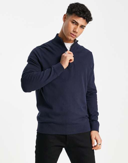 Ben Sherman half zip jumper in navy ASOS