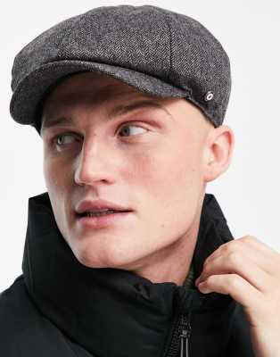 Ben Sherman Ben Sherman herringbone bakerboy hat in grey