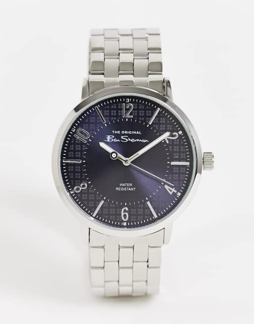 Ben Sherman - Horloge met zilveren bandje en marineblauwe wijzerplaat