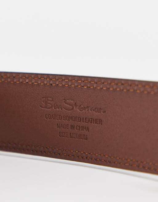 Ben Sherman - Jeansriem met geschreven logo op de lus in bruin, 4 van 4
