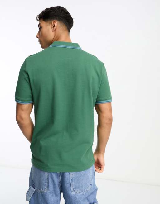 Ben Sherman – Jersey-Polohemd in Grün mit zwei Zierstreifen, 4 von 4