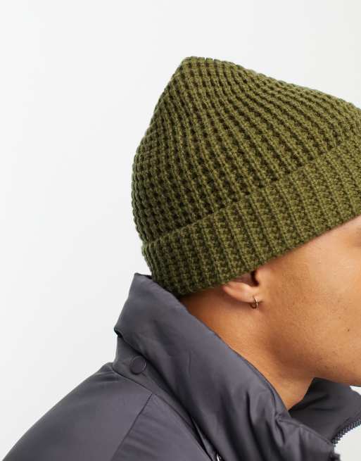 Ben Sherman – Khakigrön våffelstickad mössa, 4 av 4