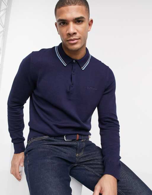 Ben sherman long shop sleeve knitted polo