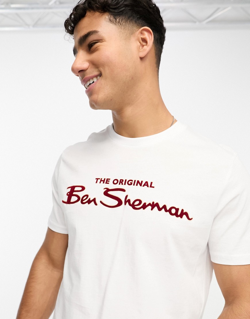 ben sherman - kortærmet hvid t-shirt med logoprint
