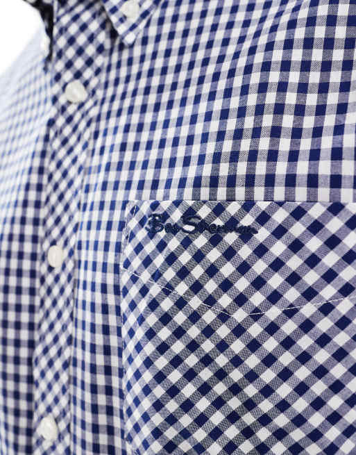 Ben Sherman – Kurzärmliges Hemd in Dunkelblau mit Vichy-Karo, 4 von 4