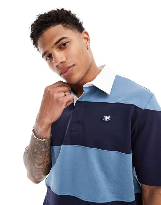 Ben Sherman – Kurzärmliges, lockeres Rugby-Shirt in Dunkelblau, 4 von 4