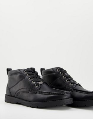 Ben Sherman lace up leather boot in black