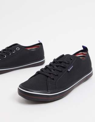 Ben Sherman lace up plimsolls in black