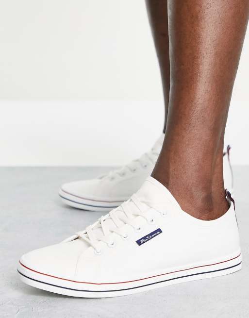 Ben Sherman lace up stripe sole plimsolls in white ASOS