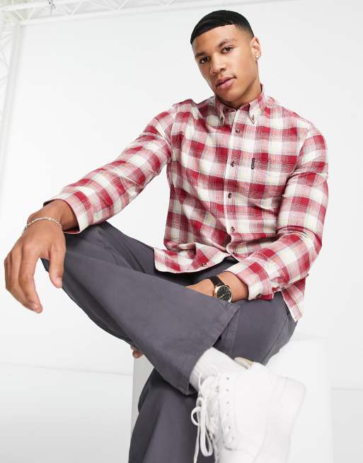 Ben Sherman – Langärmliges Hemd in Rot kariert
