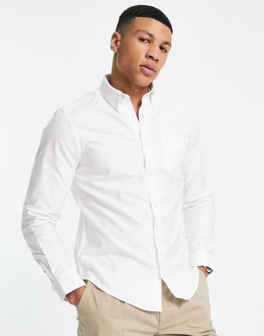 Ben Sherman - Langærmet hvid Oxford-skjorte