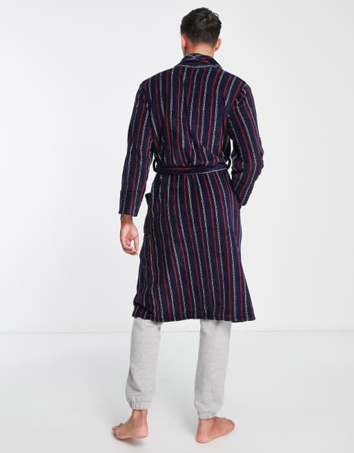 Ben Sherman – Lawrence – Polarowy szlafrok w granatowo-czerwone paski, 2 z 4