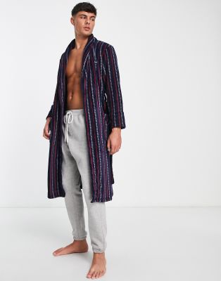 Ben Sherman - Lawrence - Vestaglia in pile a righe blu navy e rosso