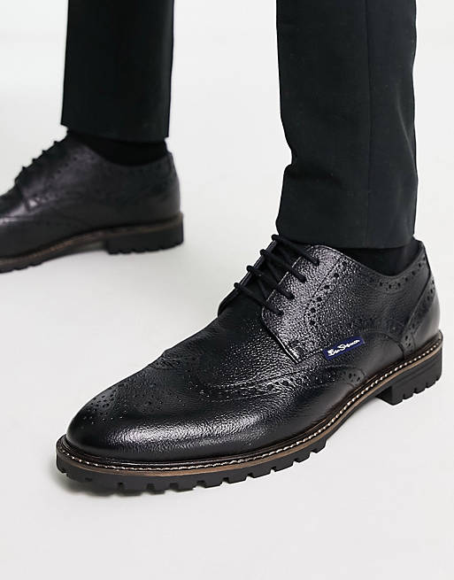 Leather brogue shoes in grain Asos Men Shoes Flat Shoes Brogues 