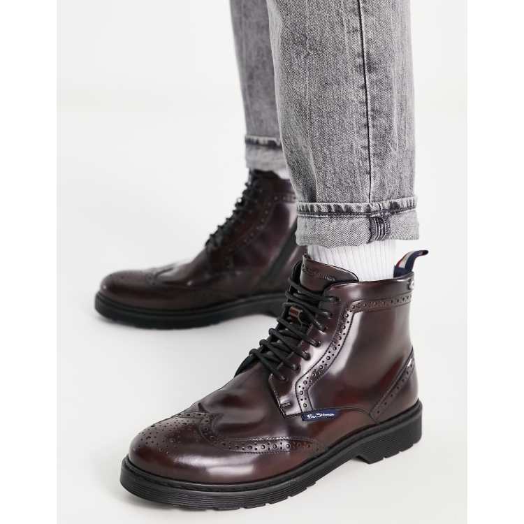 Brogue sales leather boots