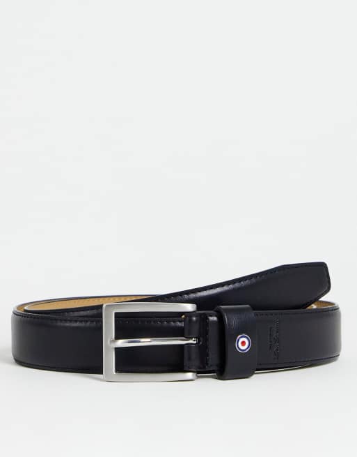 Ben Sherman leather logo belt in black | ASOS