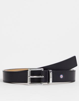 Ben Sherman leather logo belt in black