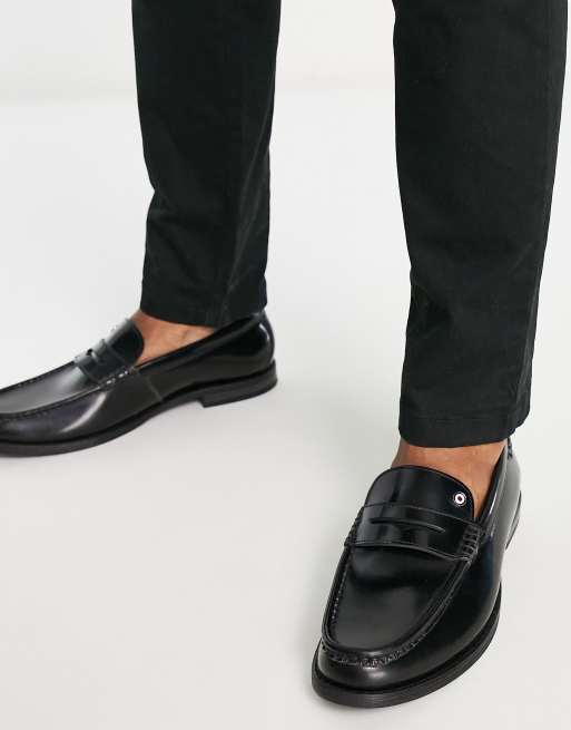 Ben Sherman leather penny loafers in black