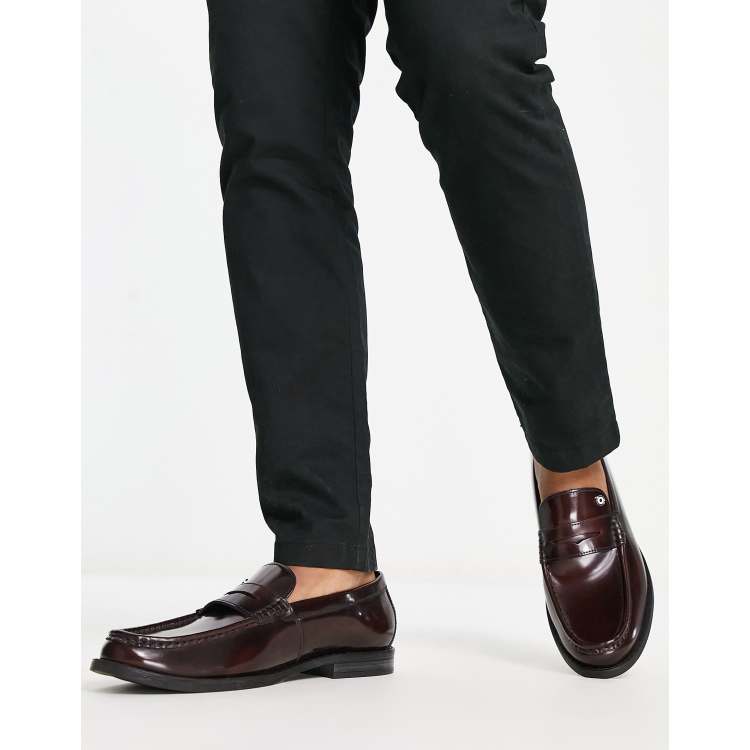 Asos burgundy loafers online