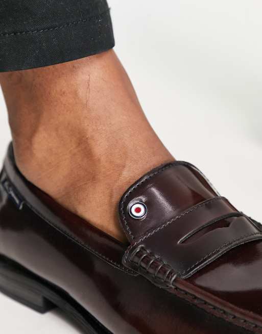 Ben Sherman leather penny loafers in burgundy