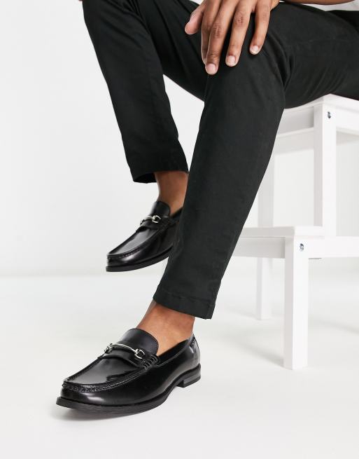 Ben Sherman leather snaffle loafers in black | ASOS