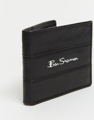 Ben Sherman - Leren portemonnee met muntvakje en RFID-Zwart