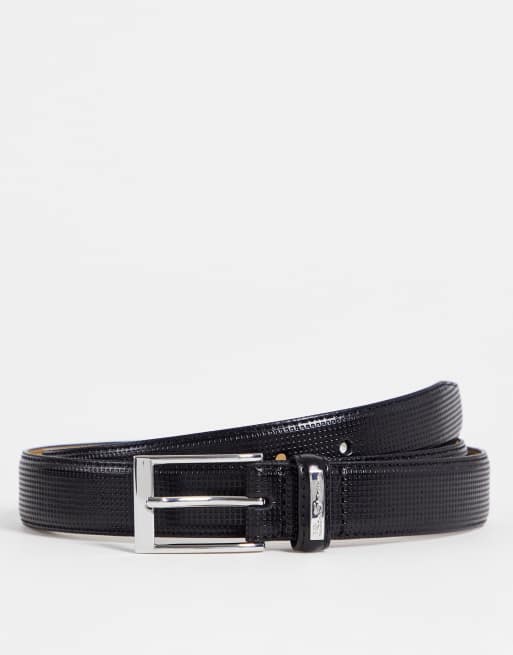Ben Sherman - Leren riem met textuur in zwart