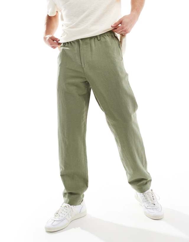 Ben Sherman - linen blend smart trouser in khaki