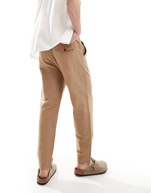 Ben Sherman linen look smart pants in light brown, 3 of 5