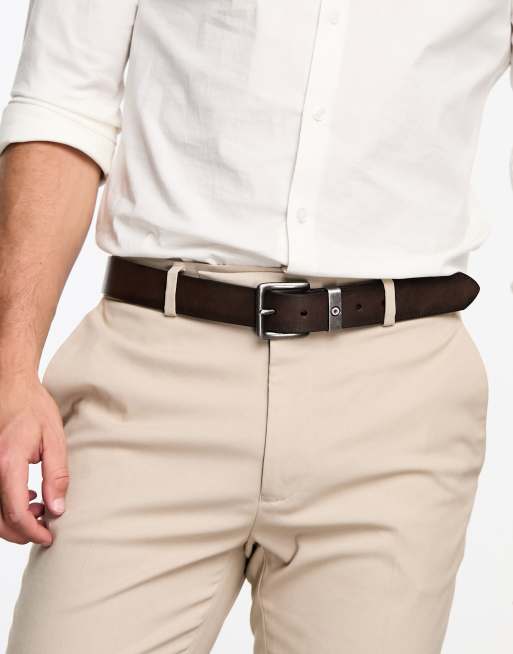 Ben Sherman logo keeper jeans belt in brown | ASOS