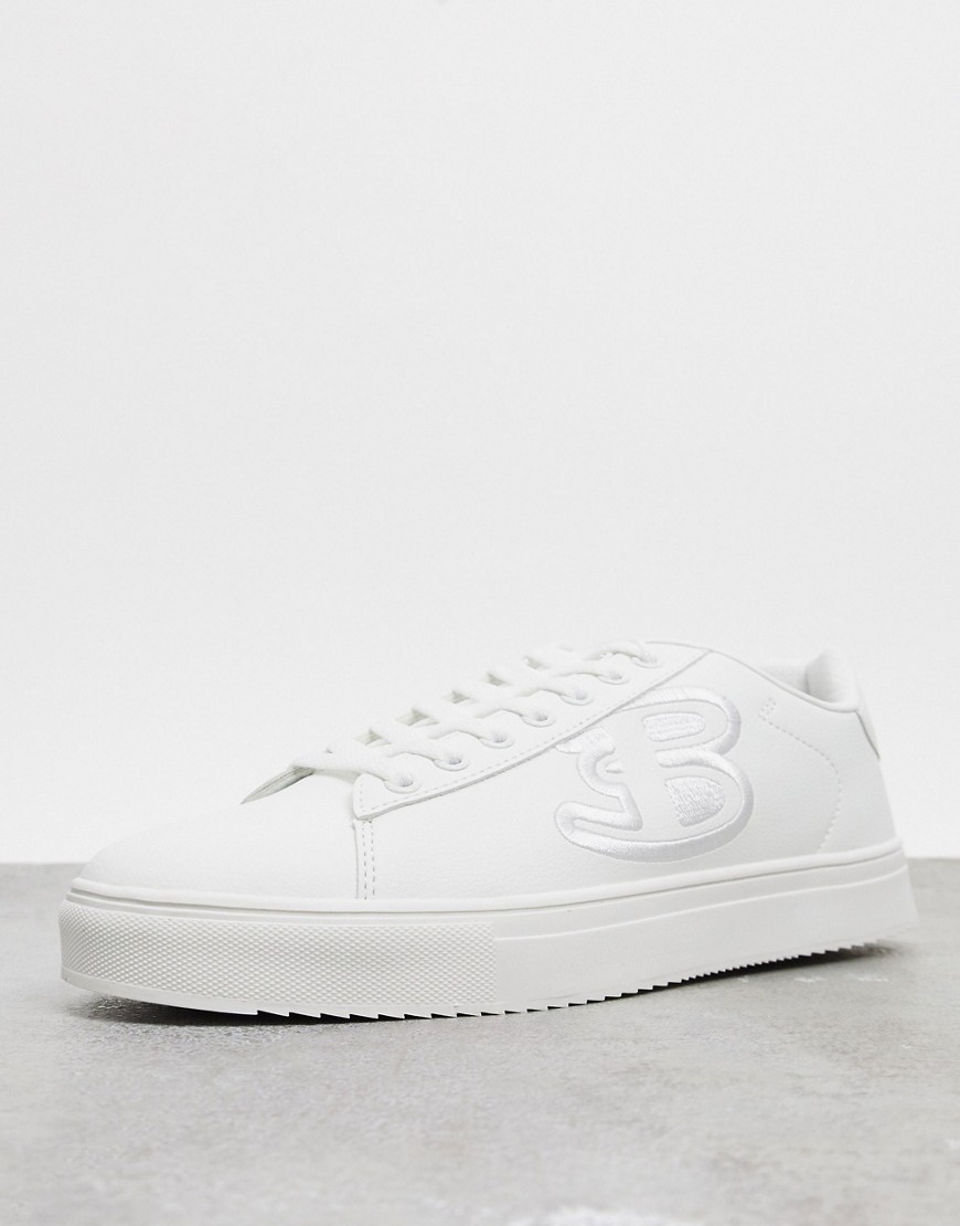 Ben Sherman logo lace up sneakers in white