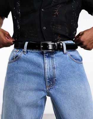 Ben Sherman logo leather belt in black