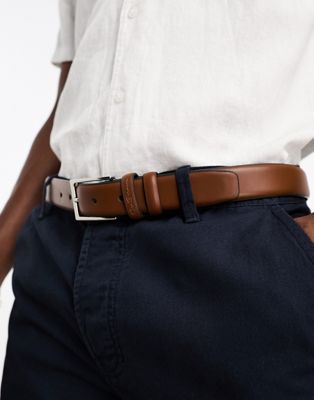 Ben Sherman logo leather belt in tan