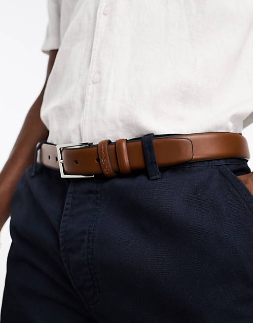 Ben Sherman logo leather belt in tan | ASOS