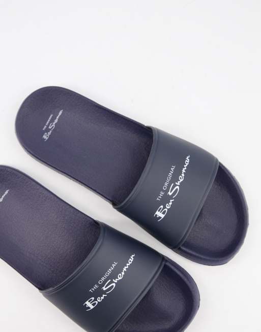 Ben Sherman logo sliders in navy ASOS