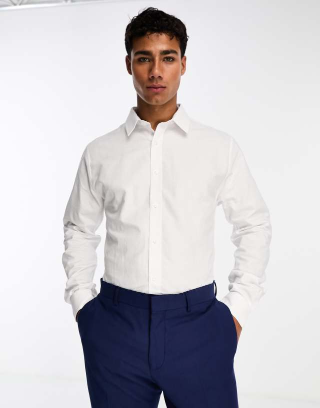 Ben Sherman - long sleeve formal oxford shirt in white